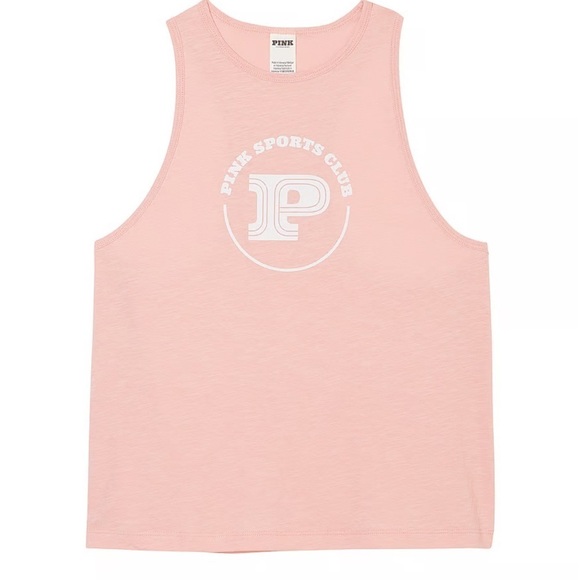 VS Pink Cotton Cropped Racerback Tank Top light pink crop top activewear - Picture 1 of 8